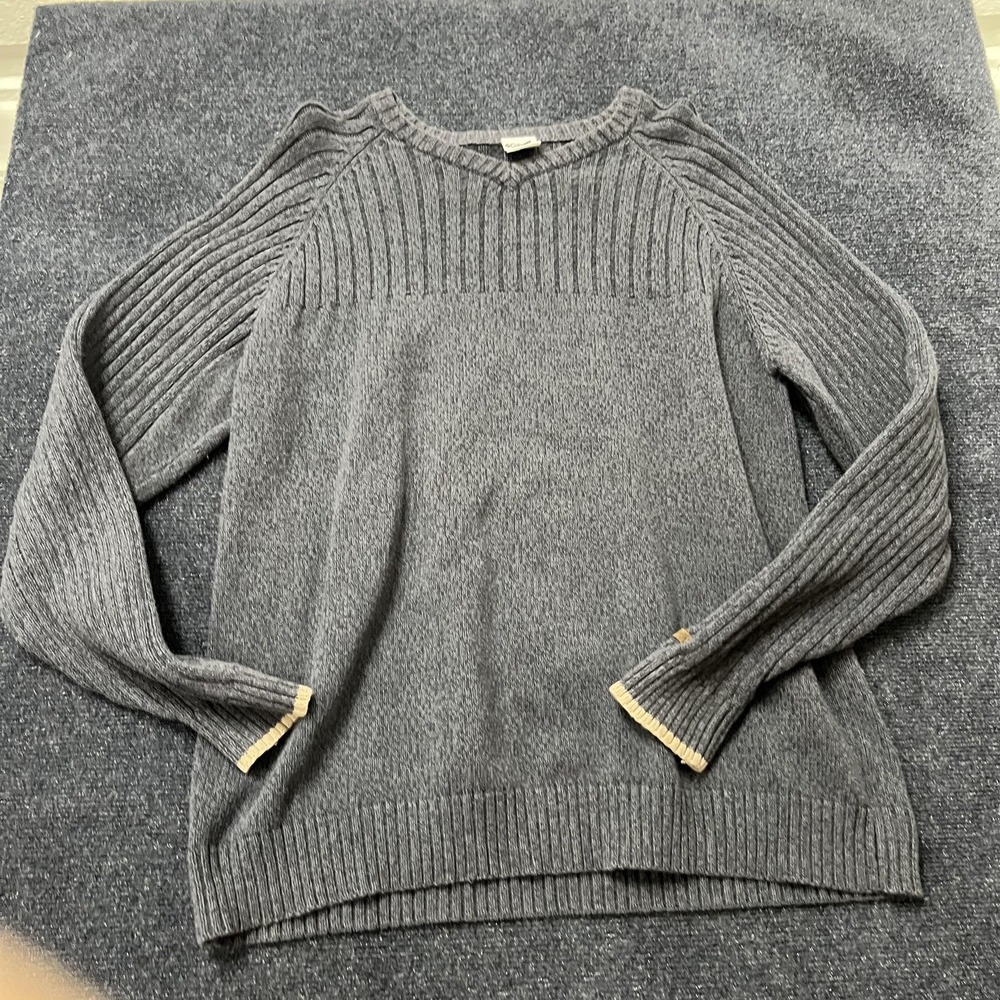 Columbia Sweater Mens XL Gray Knit Ribbed Crewneck Pullover Casual Warm Fall‎